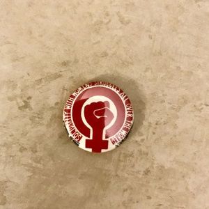 Vintage style feminist pin